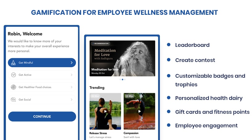 Gamification for employee wellness management app development